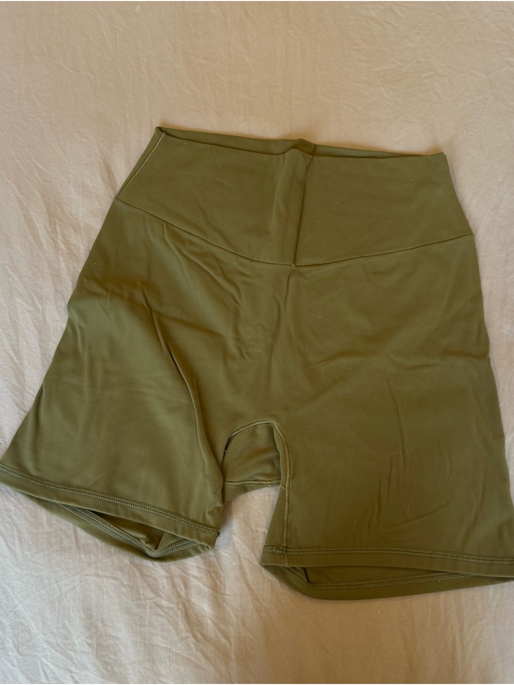 High-Waist Olive Green Women’s Active Shorts